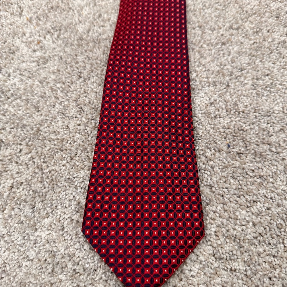 Tommy Hilfiger Red Checkered Silk Tie